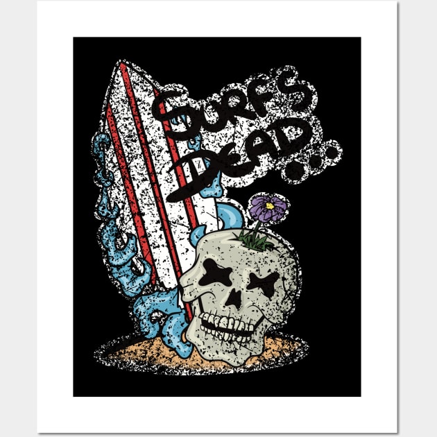 Surf’s Dead Skull Design By Funky Chik’n Wall Art by Funky Chik’n